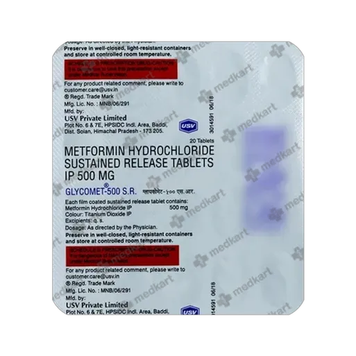 glycomet sr 500mg tablet 20's